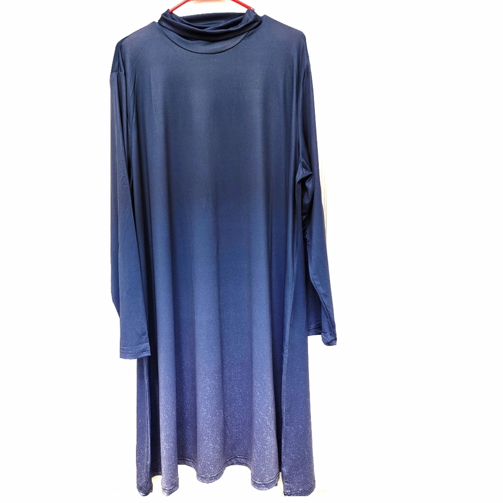 ``D25206Blue Gradient Tunic High Neck Shift Dress